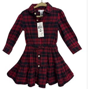 RALPH LAUREN Baby Girls Plaid‎ Cotton Twill Shirtdress SIZE 18months